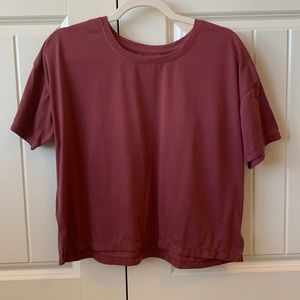 Maroon/Burgundy Athletic Cropped Tee 90 Degree